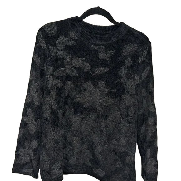 J Jill Black Leaf Pattern Chenille Sweater (Size S) - Picture 1 of 7